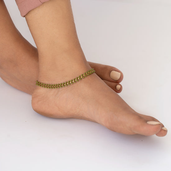 Green leaf Anklet - Single Piece