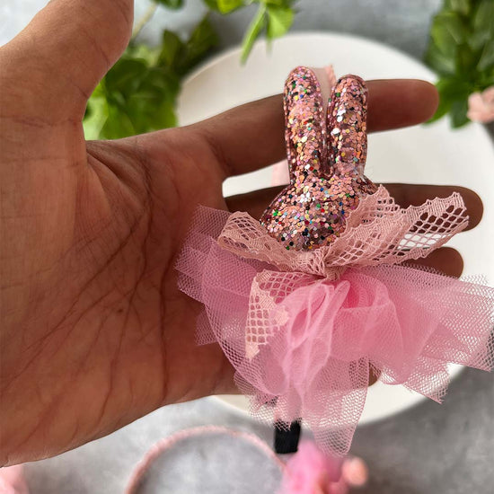Pink Sequin Bunny Hair Band Set