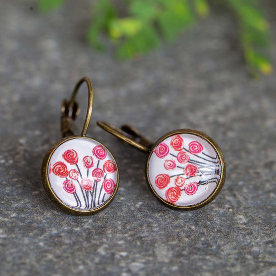 Painted Tulip White Earring