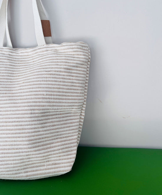 Striped White Tote Bag