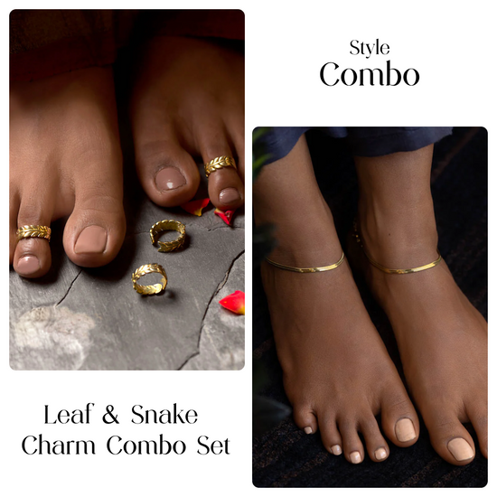Leaf & Snake Charm Combo Set
