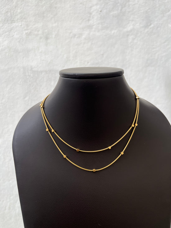 Double Layer square Ball Necklace