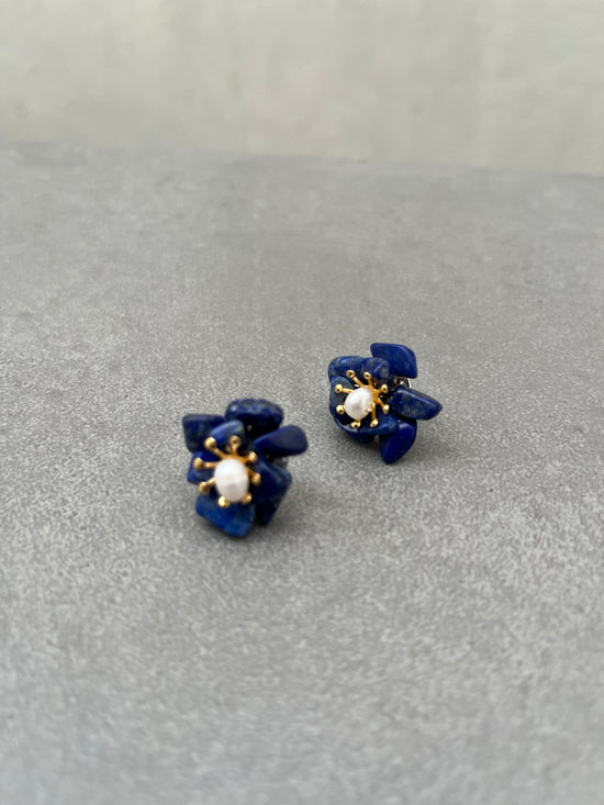 Lapis Flower Earring