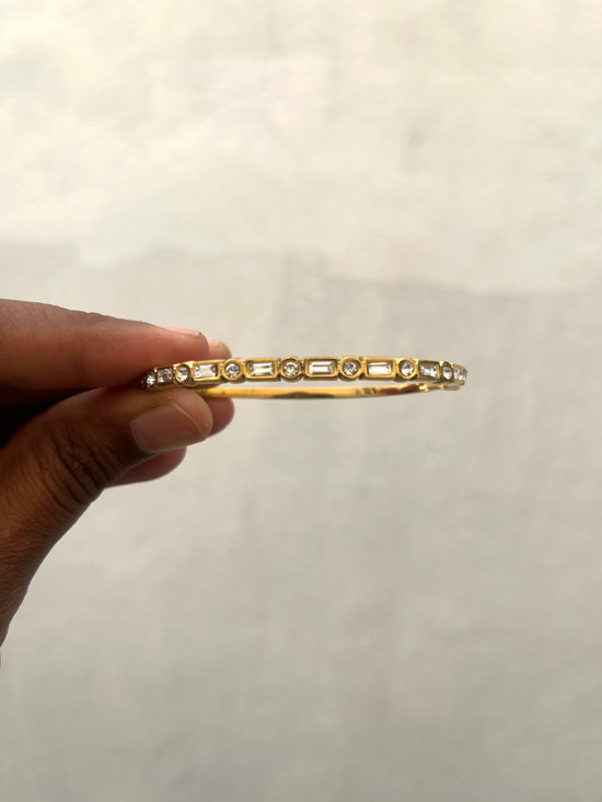 Studded zircon Rectangle and Circle Bracelet