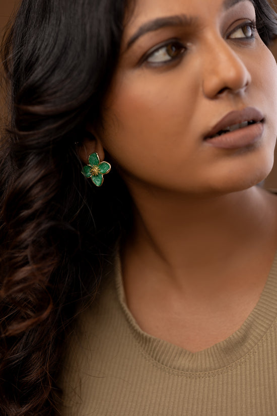 Green Petal Flower Earring