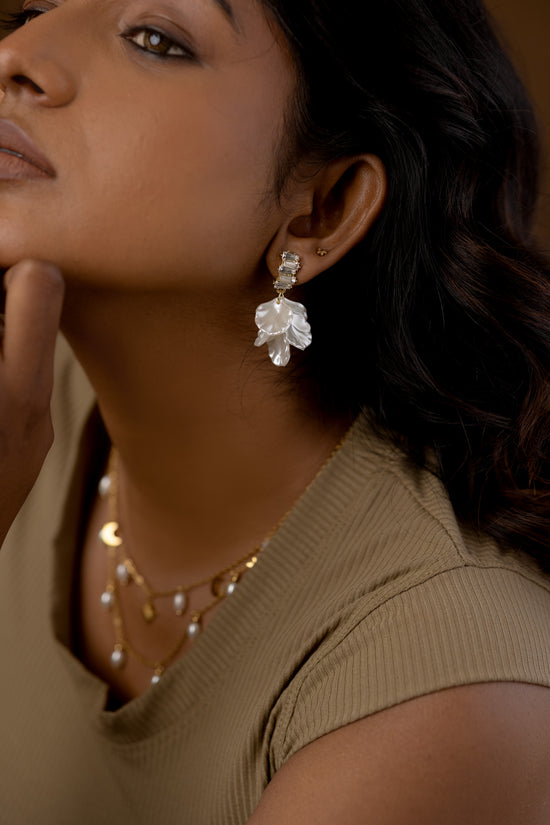 Studded Pearl Dangler Earring