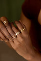 Heart Row White Finger Ring