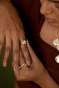 White Flower 3 Line Ring