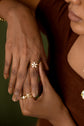 White Flower 3 Line Ring