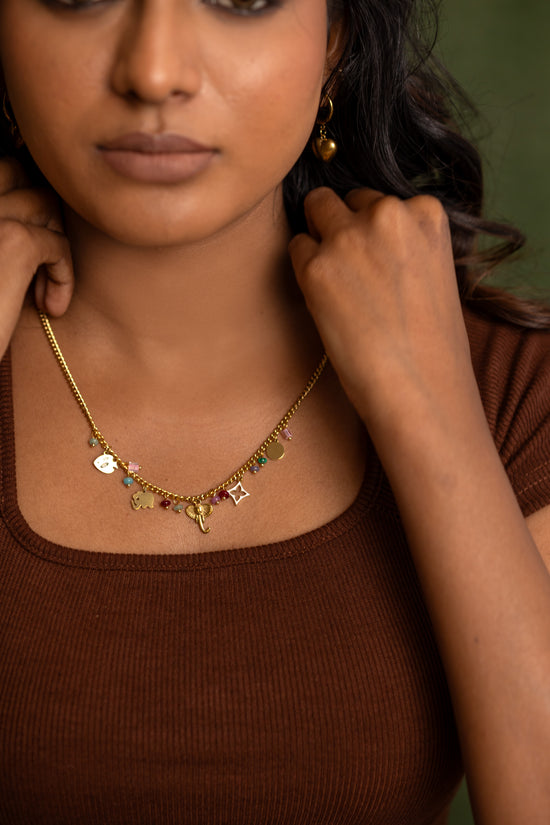 Elephant and Fish Charm Necklace