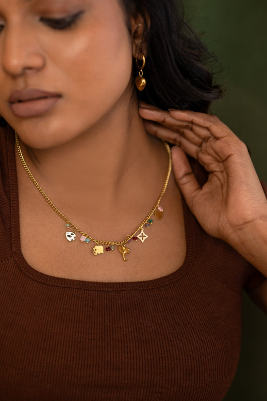 Elephant and Fish Charm Necklace