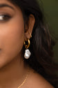Large Irregular Pearl Hoop Earring