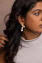 Folded Petal pearl Drop Earring