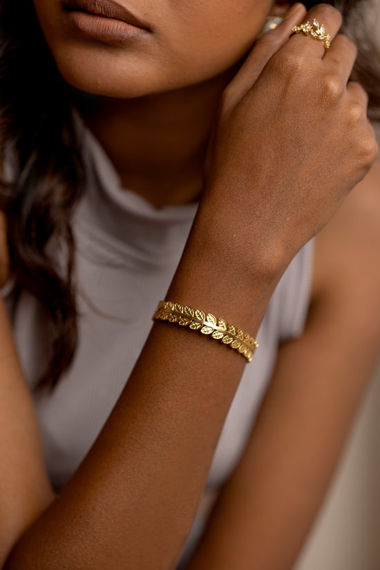 Embossed Gold leaf Bracelet