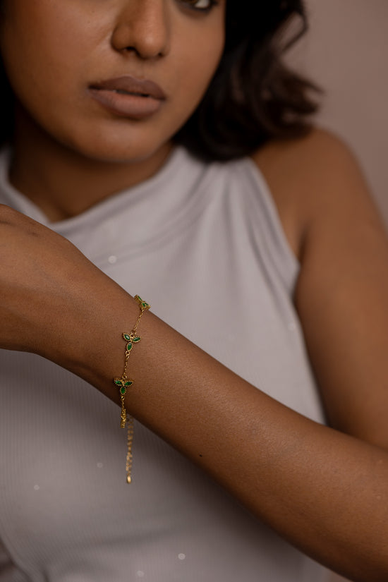Petal Green Stone Bracelet