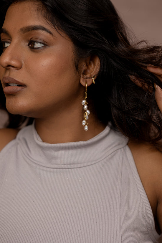 Pearl Cascade Hoop Earring