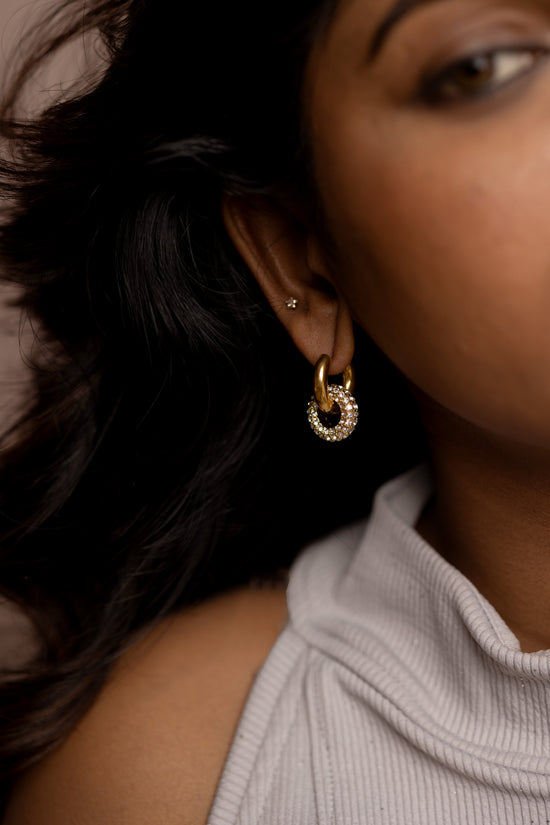 Studded Disc Hoop Earring