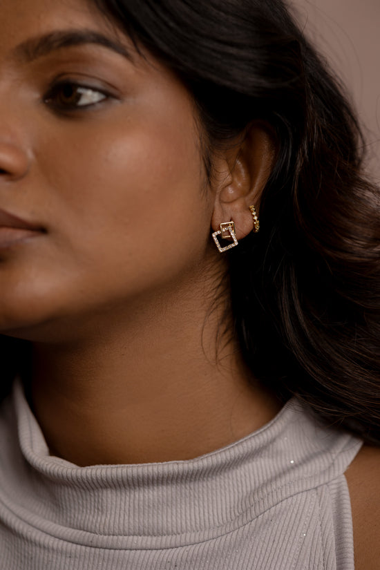 Double Square Stone Earring