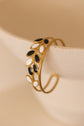 Leaves Black and White Enamel Bracelet