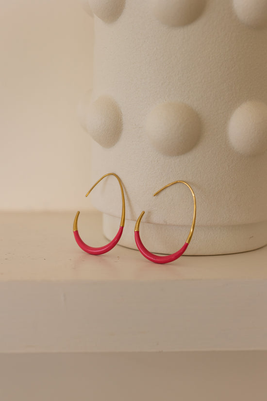 Pink Enamel Tear Droop Hoop