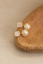 Square stud and Pearl Drop Earring