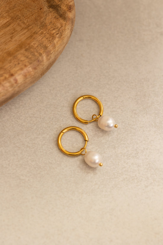 Small Hoop and a Pearl Drop Earring