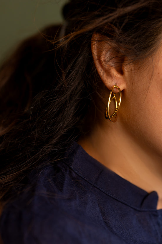 Cross over Hoop Earring