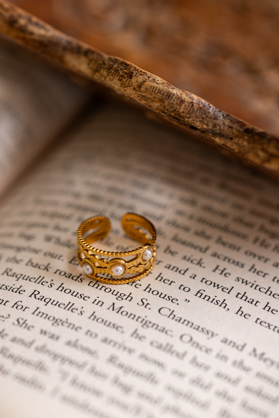 Crossed Pearl Ring