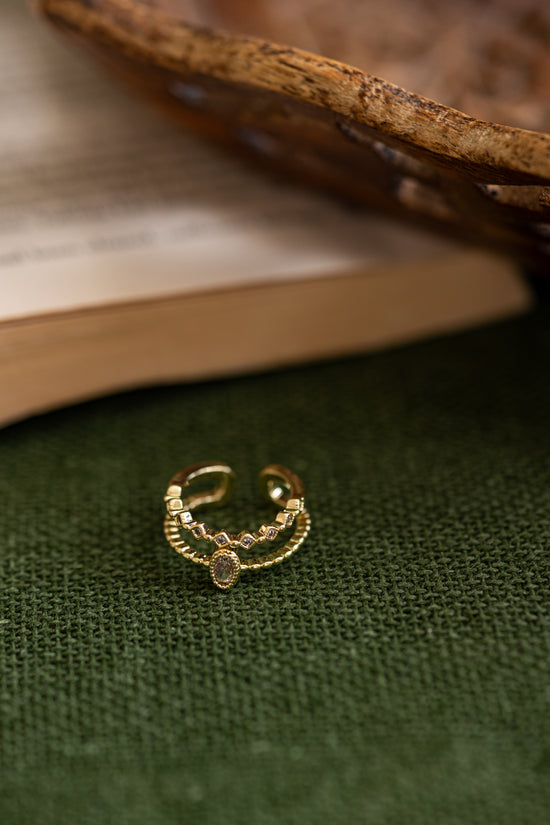 Oval Stone 2 Layer Ring