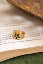 Black Flower 3 Line Ring