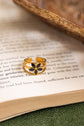 Black Flower 3 Line Ring