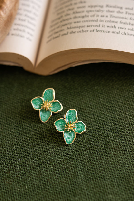 Green Petal Flower Earring