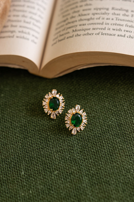 Green Stone Zircon Studded Earring