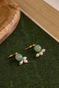 Green Bead pearl Drop Earring