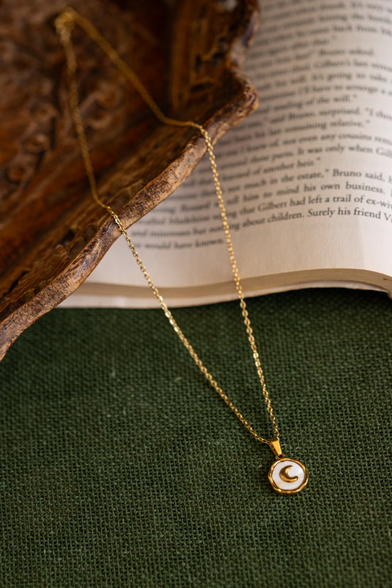 Enamel White Crescent Necklace
