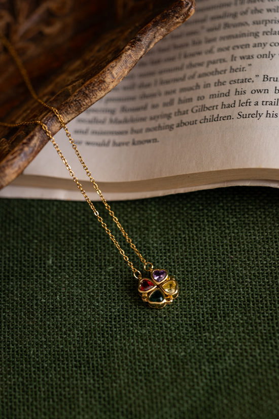 Clover Rainbow Heart Necklace