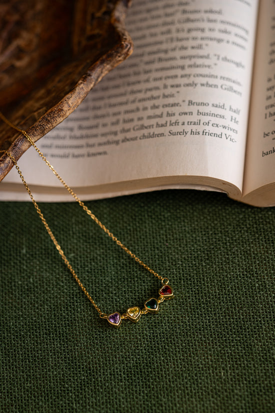 Row of Rainbow Heart Necklace