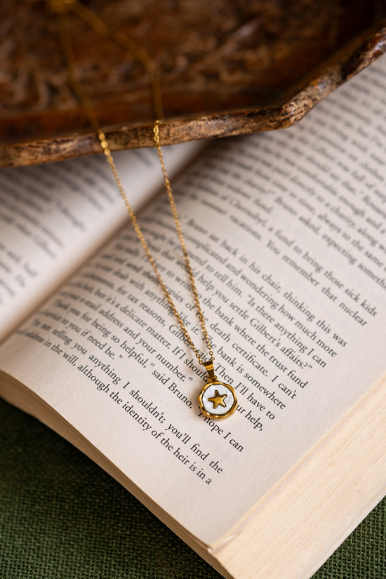 Enamel White Star Necklace