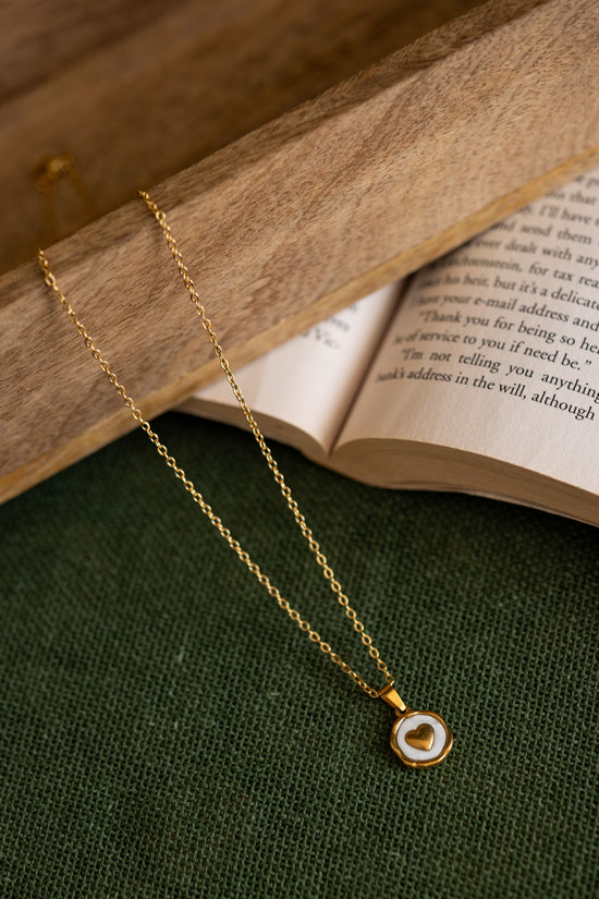Enamel White Heart Necklace