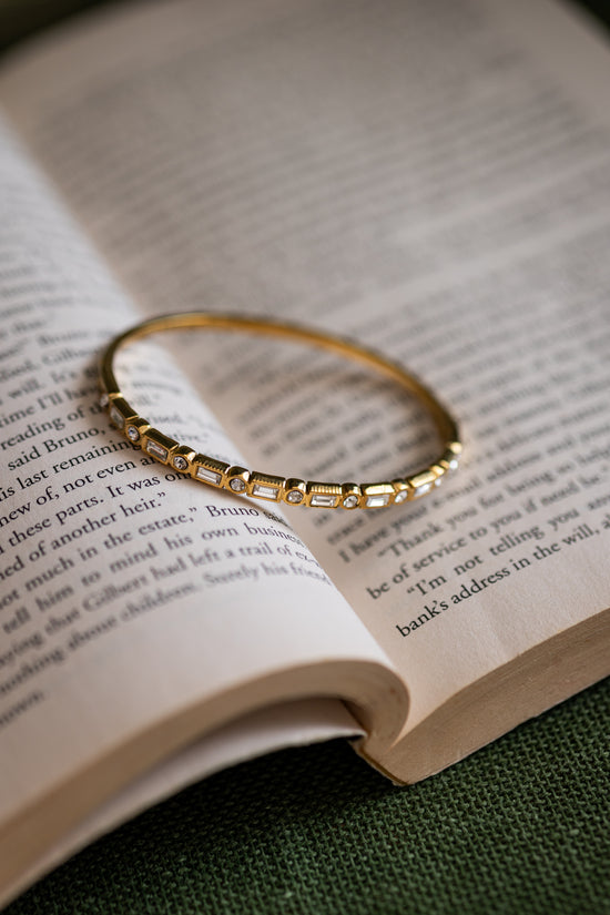 Studded zircon Rectangle and Circle Bracelet