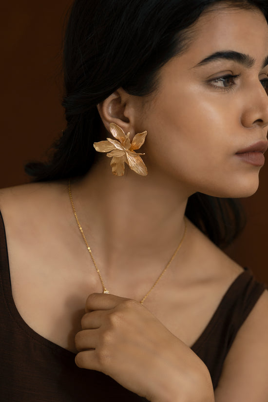 Large Floral Rosegold Earrings