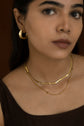 Snake Chain And Square Ball Chain Double Layer Necklace