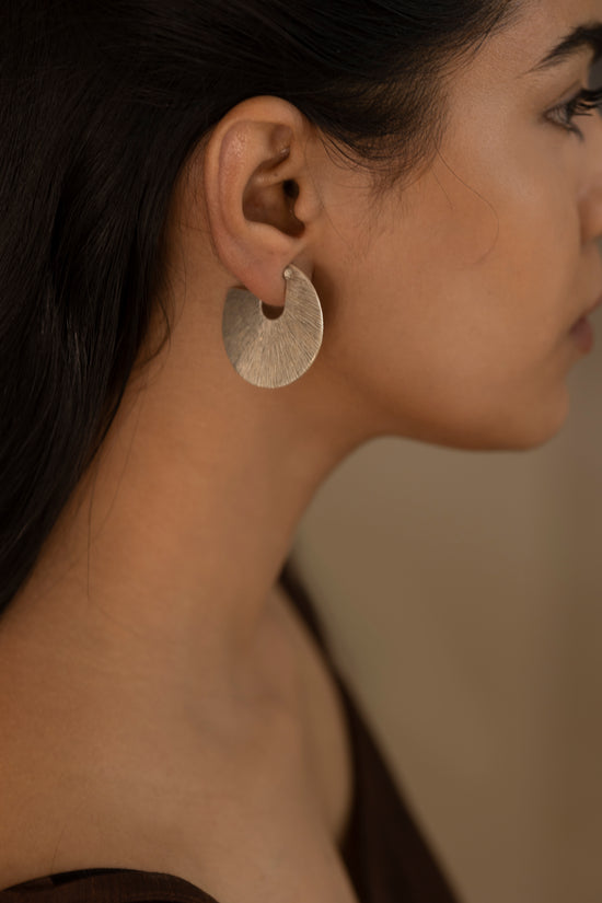 Large Cuffed Hoop Earring Silver tone