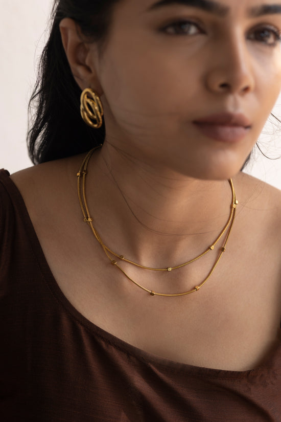 Square Ball Double Layer Necklace
