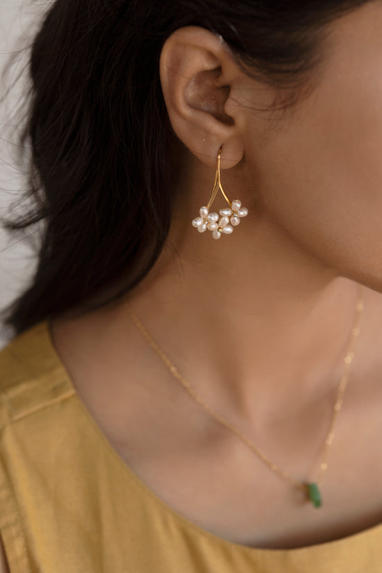 3 Flower Pearl Hook Earring
