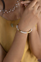 White Enamel  Gold Band Bracelet
