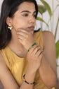 Green Enamel Gold Tube Bracelet
