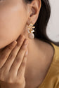 Mauve Pearl and Gold Branch Earring