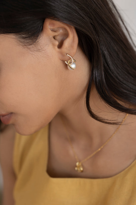 Crossed C Pearl Drop Earring