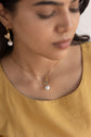 Heart Studded Earring And Pearl Drop Necklace